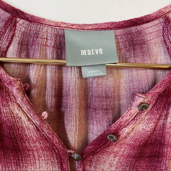 Anthropologie Maeve Pink Plaid Peasant Tunic Blouse S - Picture 7 of 11